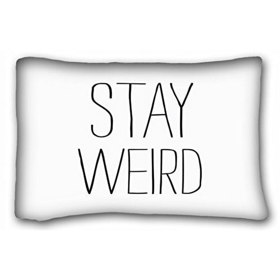 WinHome Funny Stay Weird Black White Square Pillow Case Cases Cover Cushion Covers Pillowcases Sofa Size 20x30 Inches Two Side