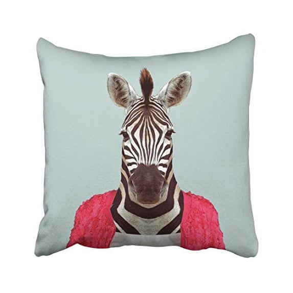 WinHome Funny Zebra In Red Cloth Decorative Pillow Cover With Hidden Zipper Decor Cushion Two Sides 18x18 inches