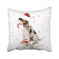 thumbnail image 1 of WinHome Girly Lovely Jack Russell Dog Christmas Holiday Snowflake Tiling Pattern Polyester 18 x 18 Inch Square Throw Pillow Covers With Hidden Zipper Home Sofa Cushion Decorative Pillowcases, 1 of 1