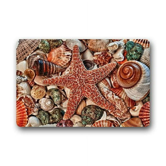 WinHome Gorgeous Snail Shell Shells And Starfish Doormat Floor Mats Rugs Outdoors/Indoor Doormat Size 23.6x15.7 inches
