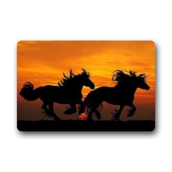 WinHome Gorgeous Sunset Horses Doormat Floor Mats Rugs Outdoors/Indoor Doormat Size 23.6x15.7 inches