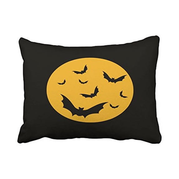 WinHome Halloween Bats Yellow Moon Throw Pillow Covers Cushion Cover Case 20X30 Inches Pillowcases Two Side