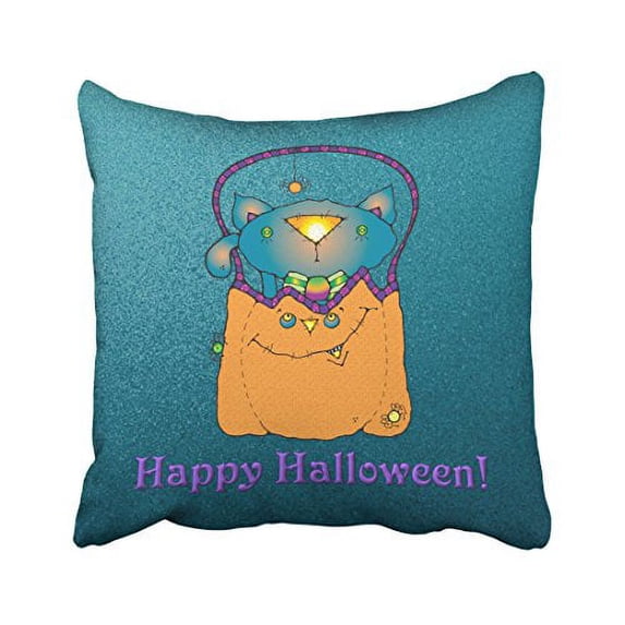 WinHome Halloween Cat In Pumpkin Pillow Covers Cushion Cover Case 18x18 Inches Pillowcases Two Side
