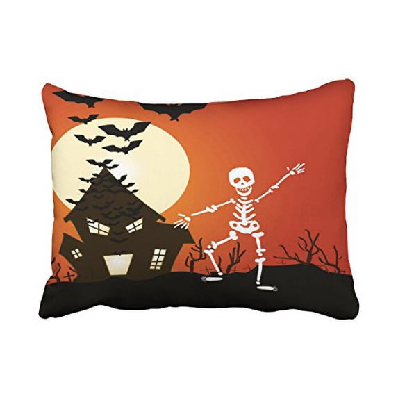 WinHome Halloween Dancing Skeleton Throw Pillow Covers Cushion Cover Case 20X30 Inches Pillowcases Two Side