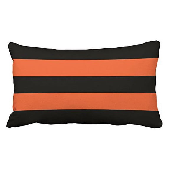 WinHome Halloween Festive Black And Orange Bold Stripe Throw Pillow Covers Cushion Cover Case 20X30 Inches Pillowcases Two Side