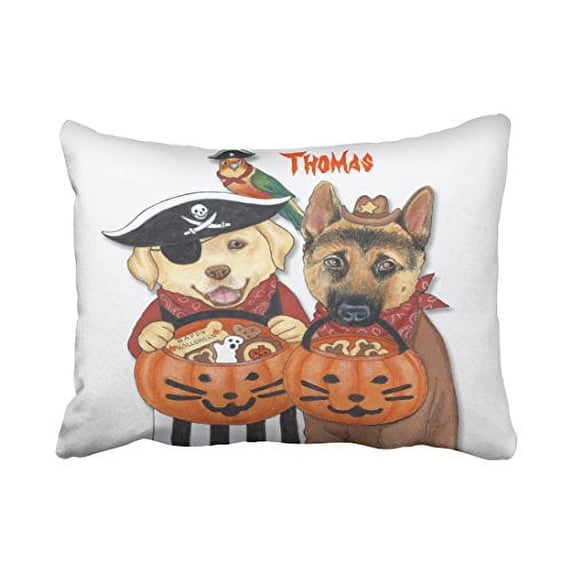 WinHome Halloween Lab Shepherd And Parrot Throw Pillow Covers Cushion Cover Case 20X30 Inches Pillowcases Two Side