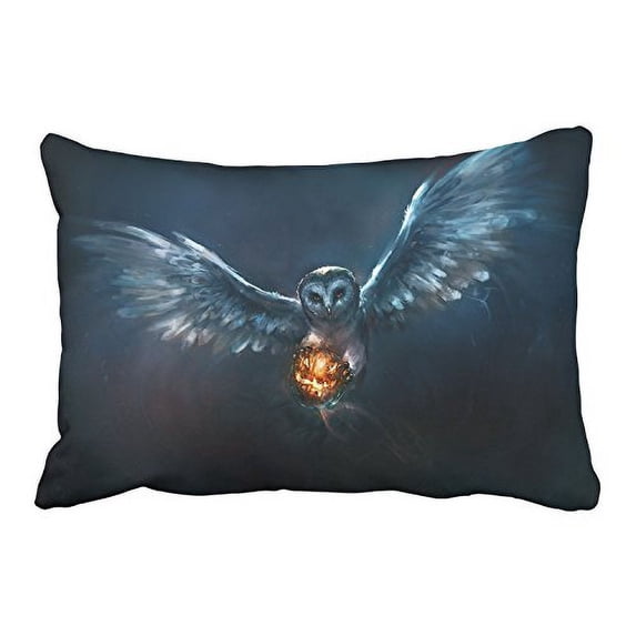 WinHome Halloween Magic Owl And A Terror Pumpkin Light Decorative Pillowcases With Hidden Zipper Decor Cushion Covers Two Side 20x30 inches