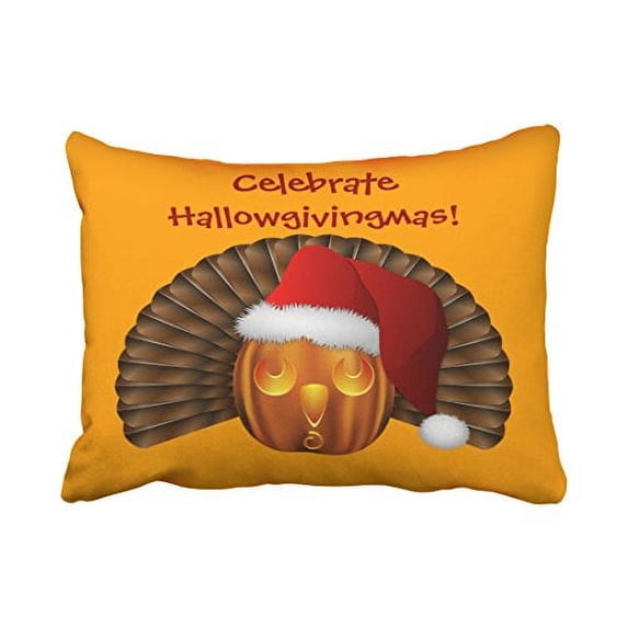 WinHome Halloween Turkey Pumpkin With A Santa Hat Throw Pillow Covers Cushion Cover Case 20X30 Inches Pillowcases Two Side