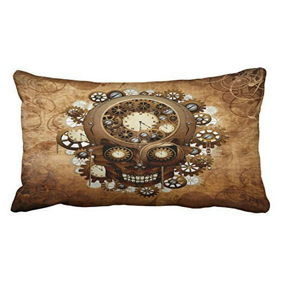 WinHome Halloween Vintage Grunge Copper Steampunk Skull Throw Pillow Covers Cushion Cover Case 20X30 Inches Pillowcases Two Side