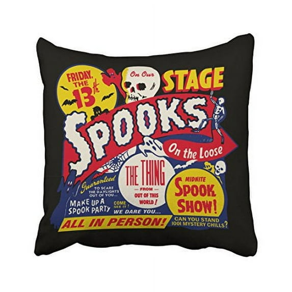 WinHome Halloween Vintage Spook Show Poster Art Pillow Covers Cushion Cover Case 20x20 Inches Pillowcases Two Side