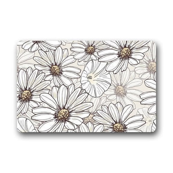 WinHome Hand Drawn Flower Doormat Floor Mats Rugs Outdoors/Indoor Doormat Size 23.6x15.7 inches