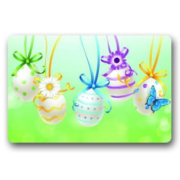WinHome Happy Easter Doormat Floor Mats Rugs Outdoors/Indoor Doormat Size 30x18 inches