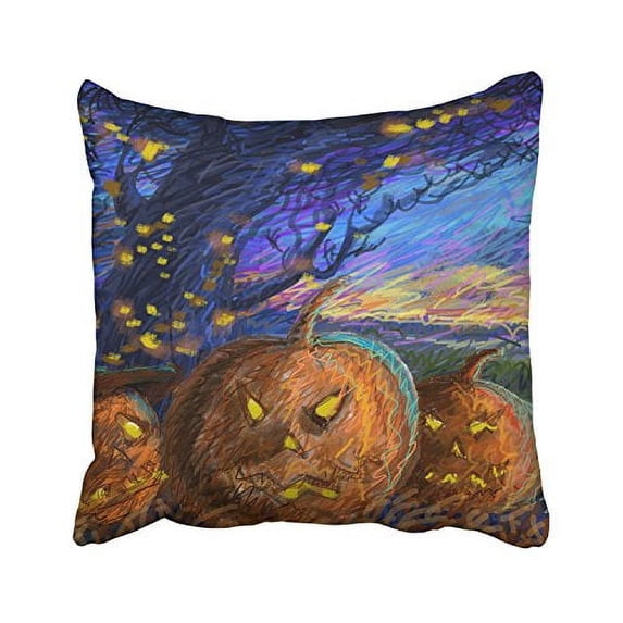 WinHome Happy Halloween Abstract Lines Night Scary Pumpkin Lights Decorative Pillowcases With Hidden Zipper Decor Cushion Covers Two Sides 18x18 inches