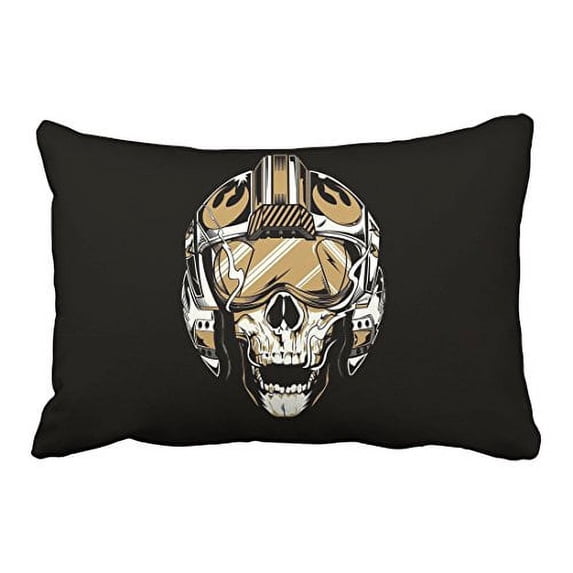 WinHome Helmet Skull Golden And Black Background Decorative Pillowcases With Hidden Zipper Decor Cushion Covers Two Side 20x30 inches