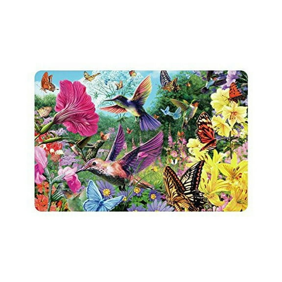 WinHome Hummingbird Garden Butterfly and Flower Floral Doormat Floor Mats Rugs Outdoors/Indoor Doormat Size 23.6x15.7 inches