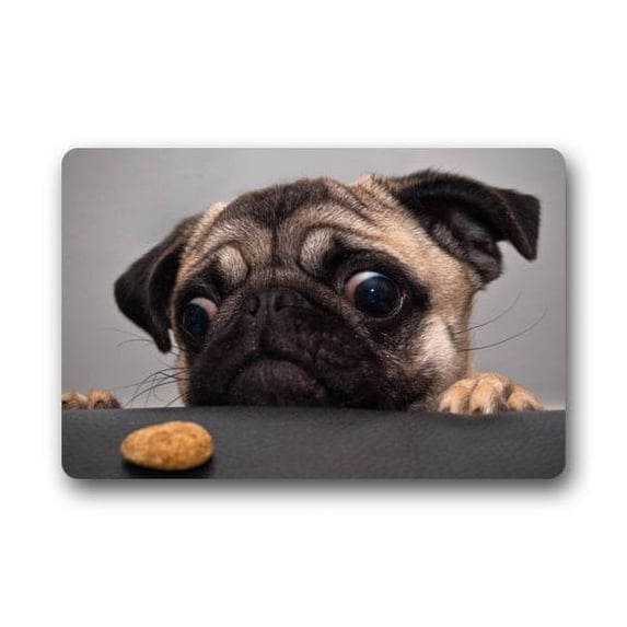 WinHome Hungry Pug Doormat Floor Mats Rugs Outdoors/Indoor Doormat Size 23.6x15.7 inches