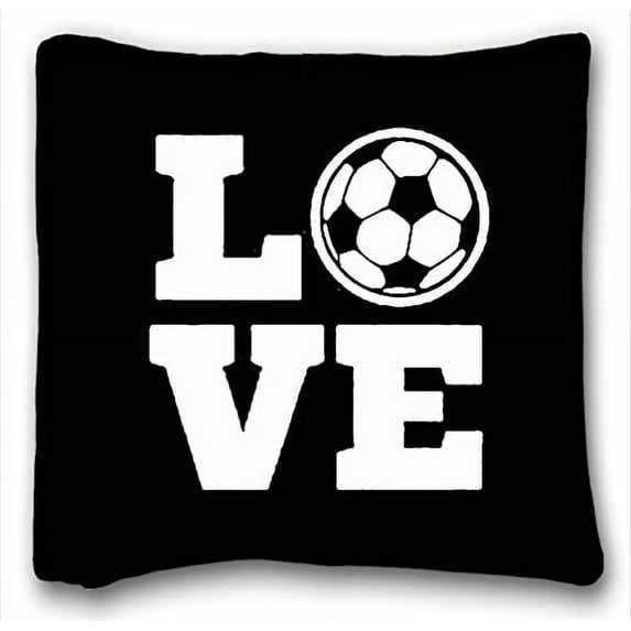 WinHome I Love Soccer Ball Pillow Cases Cover Size 18x18 inches Two Side Print