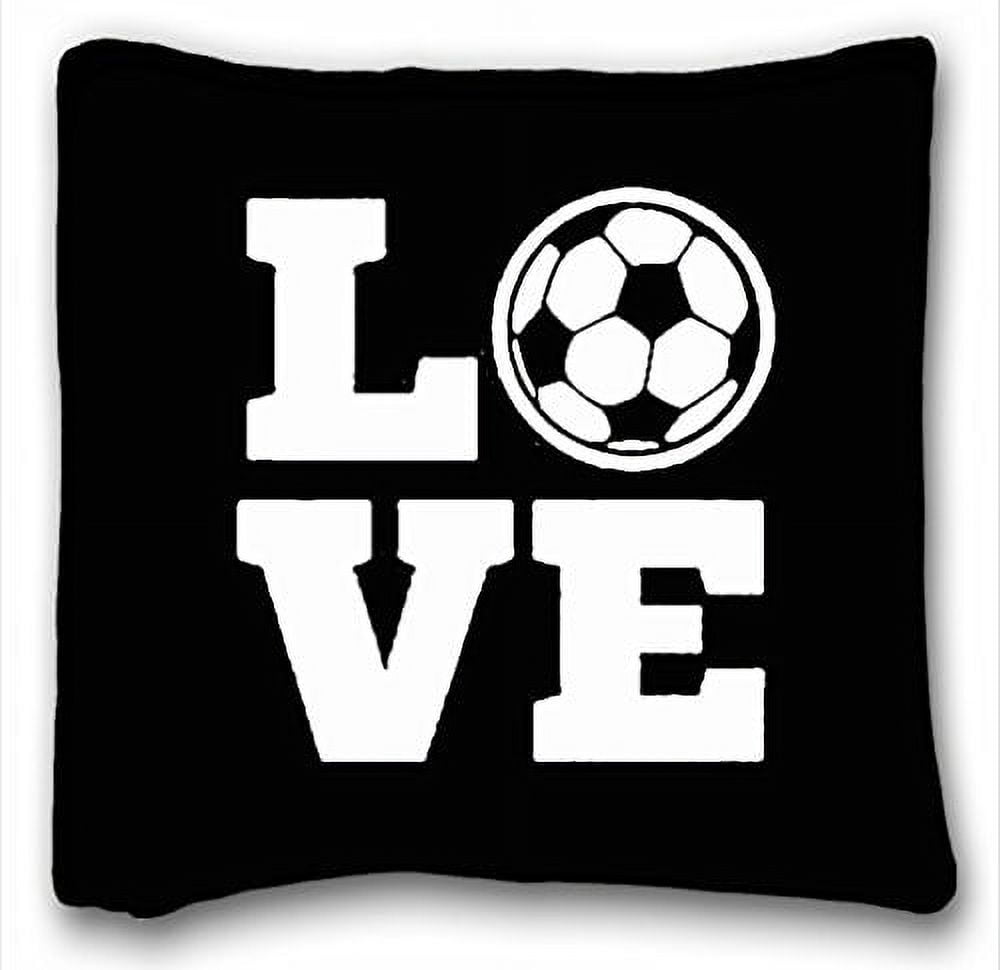 WinHome I Love Soccer Ball Pillow Cases Cover Size 20x20 inches Two Side Print