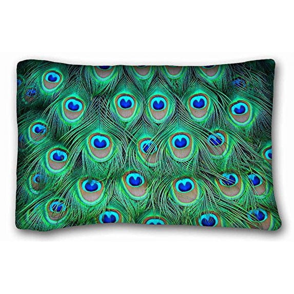 WinHome King Pillow Case Animals Birds feathers peacock color Size 20x30 inches Two Sided Print