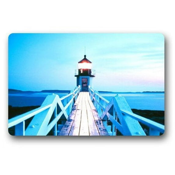 WinHome Lighthouse and Wave Beautiful Scene Doormat Floor Mats Rugs Outdoors/Indoor Doormat Size 30x18 inches