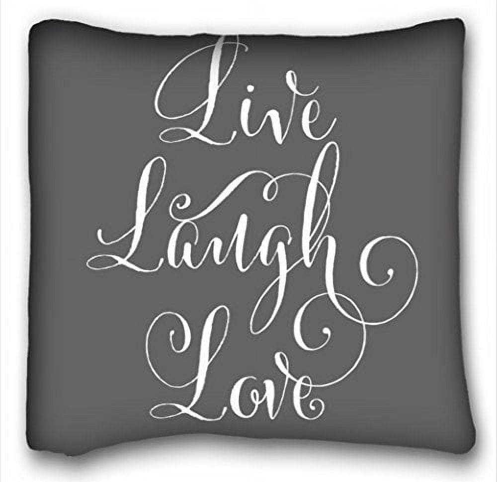 WinHome Live Laugh Love Throw Pillow Case Charcoal Personalized Square