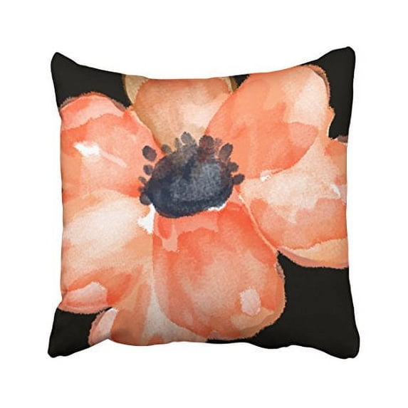 WinHome Lovely Fashion Watercolor Flower Salmon Peach Polyester 18 x 18 Inch Square Throw Pillow Covers With Hidden Zipper Home Sofa Cushion Decorative Pillowcases