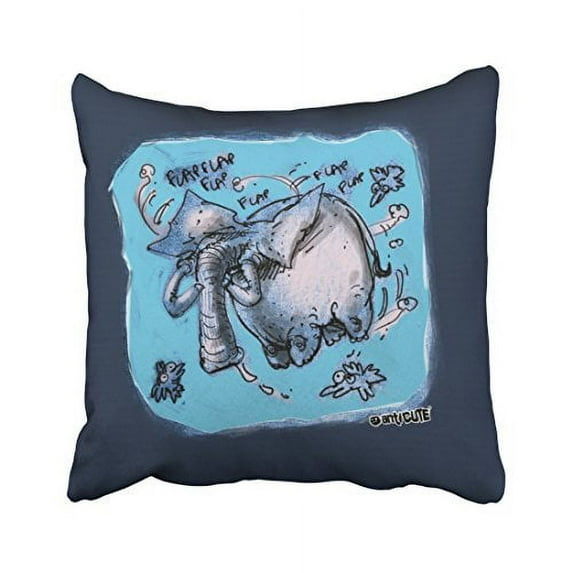 WinHome Lovely Flying Elephant Fly Over The Livingroom Polyester 18 x 18 Inch Square Throw Pillow Covers With Hidden Zipper Home Sofa Cushion Decorative Pillowcases