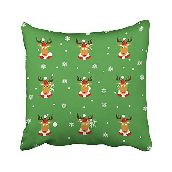 WinHome Merry Christmas Cute Reindeers Snowflake Patterns Decorative Pillowcases With Hidden Zipper Decor Cushion Covers Two Sides 20x20 inches