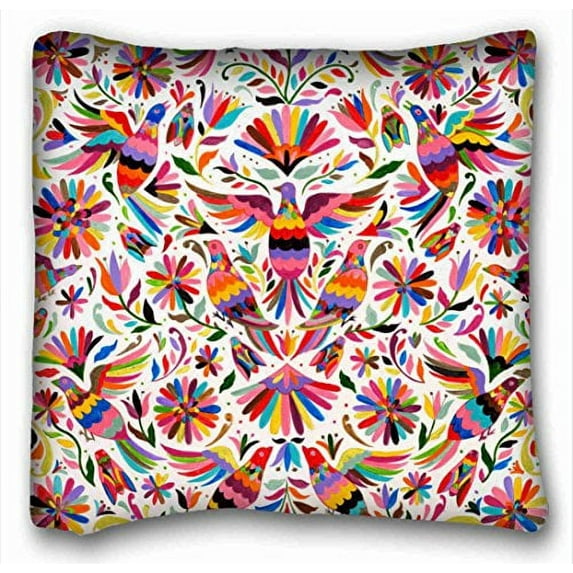 WinHome Mexican Design Colorful Pigeons Pheasant Pillow Case Throw Pillow Case Cases Cover Cushion Covers Cover Sofa Size 20x20 Inches Two Side