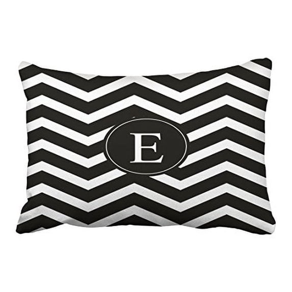 WinHome Modern Vintage Black And White Stripes Chevron Pattern Custom Polyester 20 x 30 Inch Rectangle Throw Pillow Covers With Hidden Zipper Home Sofa Cushion Decorative Pillowcases