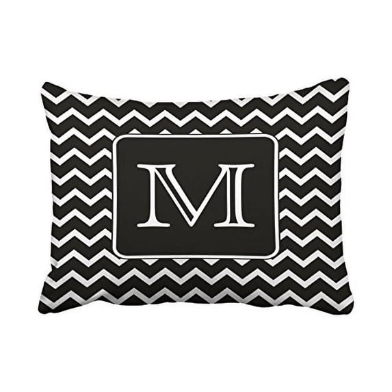 WinHome Modern Vintage Black And White Stripes Chevron Pattern Custom Polyester 20 x 30 Inch Rectangle Throw Pillow Covers With Hidden Zipper Home Sofa Cushion Decorative Pillowcases