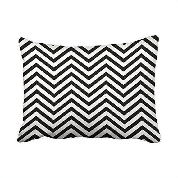 WinHome Modern Vintage Black And White Stripes Chevron Pattern Polyester 20 x 30 Inch Rectangle Throw Pillow Covers With Hidden Zipper Home Sofa Cushion Decorative Pillowcases