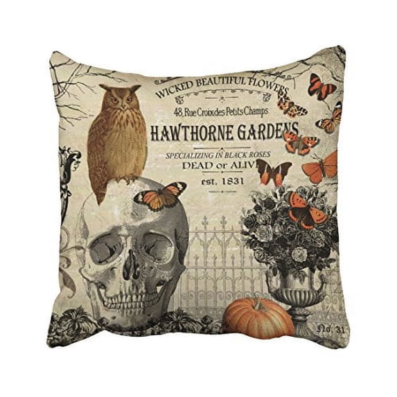 WinHome Modern Vintage Halloween Owl And Skull Throw Pillow Covers Cushion Cover Case 20x20 Inches Pillowcases Two Side