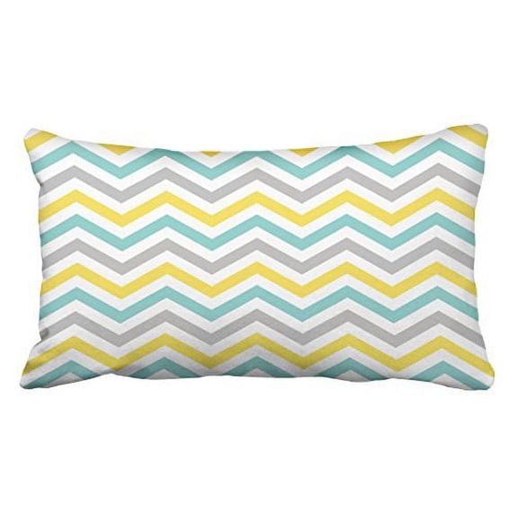 WinHome Modern Vintage White Bule And Gray Yellow Chevron Simple Zigzag Pattern Polyester 20 x 30 Inch Rectangle Throw Pillow Covers With Hidden Zipper Home Sofa Cushion Decorative Pillowcases