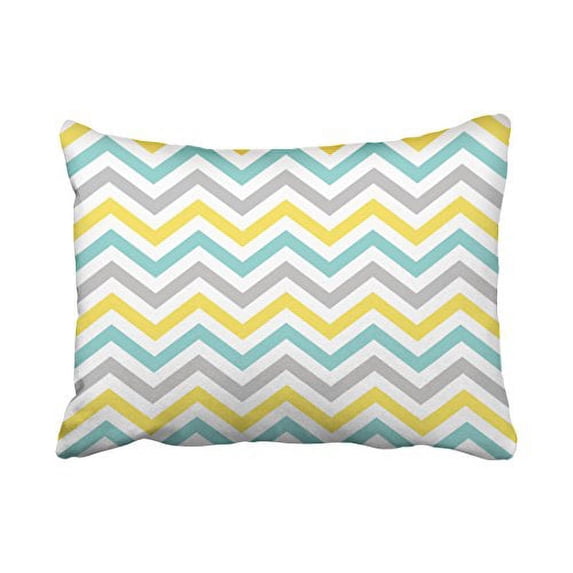 WinHome Modern Vintage White Bule And Gray Yellow Chevron Simple Zigzag Pattern Polyester 20 x 30 Inch Rectangle Throw Pillow Covers With Hidden Zipper Home Sofa Cushion Decorative Pillowcases