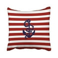 thumbnail image 1 of WinHome Nautical Navy Anchor Pattern Red And White Stripes Pillow Cover With Hidden Zipper Decor Cushion Two Sides 18x18 inches, 1 of 1