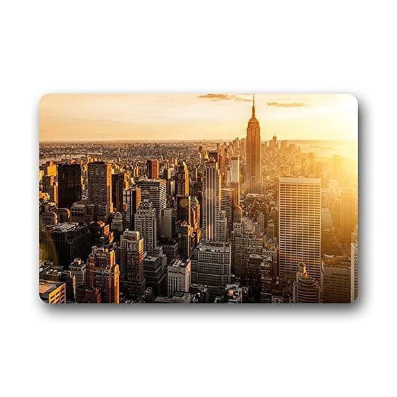 WinHome New York City Manhattan City Morning Dawn Doormat Floor Mats Rugs Outdoors/Indoor Doormat Size 23.6x15.7 inches
