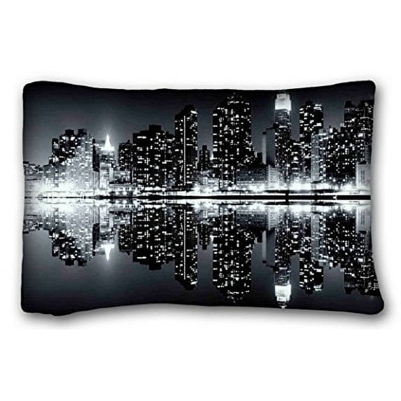 WinHome New York Skyline Black And White Custom Printed Pillow Case Cases Cover Cushion Covers Sofa Size 20x30 Inches Two Side