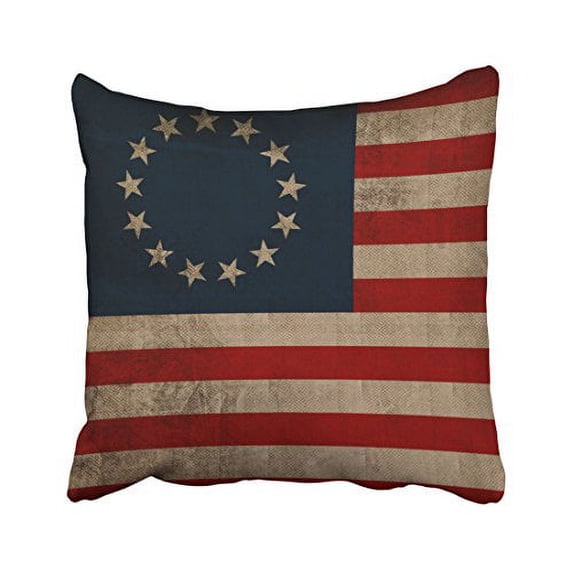 WinHome Old Traditional Vogue Vintage Look Early American Flag Polyester 18 x 18 Inch Square Throw Pillow Covers With Hidden Zipper Home Sofa Cushion Decorative Pillowcases