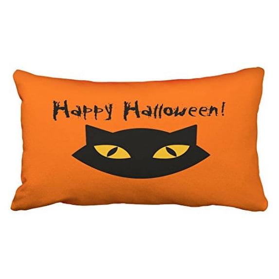 WinHome Orange And Black Cat Happy Halloween Pillow Covers Cushion Cover Case 20X30 Inches Pillowcases Two Side