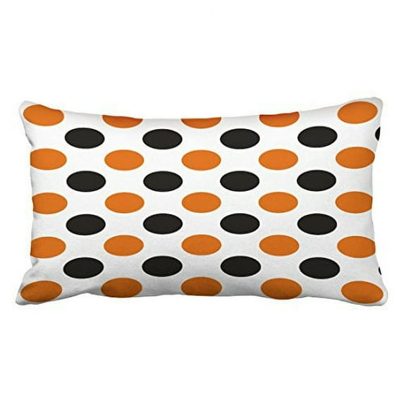 WinHome Orange And Black Halloween Polka Dots Throw Pillow Covers Cushion Cover Case 20X30 Inches Pillowcases Two Side