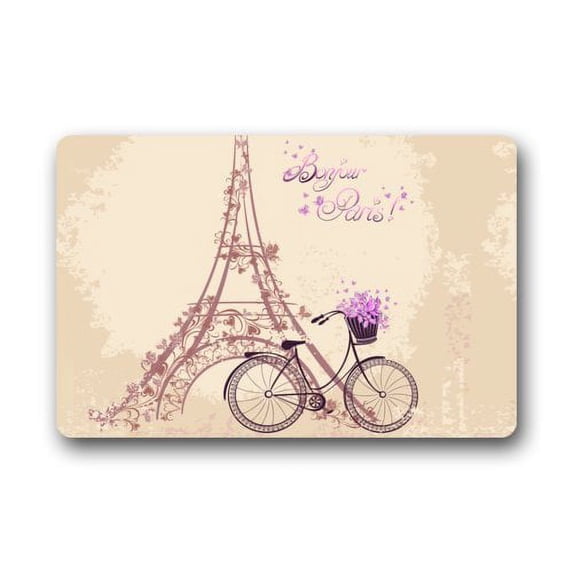 WinHome Paris Eiffel Tower Doormat Floor Mats Rugs Outdoors/Indoor Doormat Size 30x18 inches