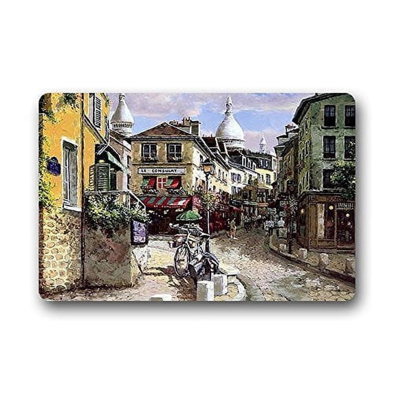 WinHome Paris Montmartre Small Streets Doormat Floor Mats Rugs Outdoors/Indoor Doormat Size 23.6x15.7 inches