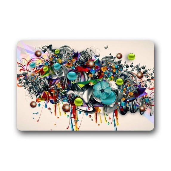 WinHome Pattern Vector Flowers Doormat Floor Mats Rugs Outdoors/Indoor Doormat Size 23.6x15.7 inches