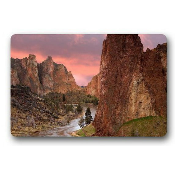 WinHome Peaceful Sunset Mountain Scenery Doormat Floor Mats Rugs Outdoors/Indoor Doormat Size 23.6x15.7 inches