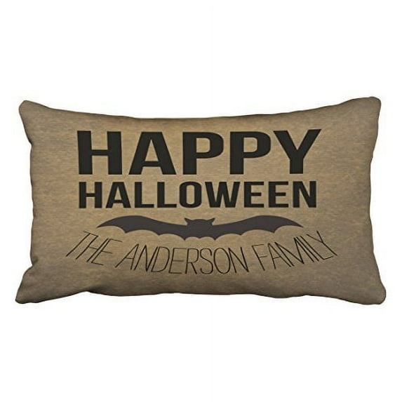 WinHome Personalized Happy Halloween Rustic Bat Throw Pillow Covers Cushion Cover Case 20X30 Inches Pillowcases Two Side