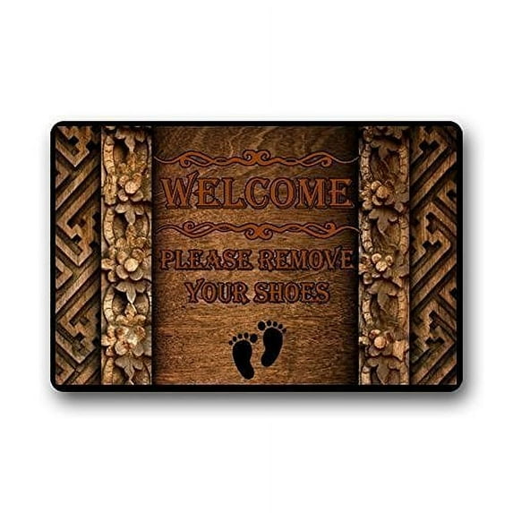 WinHome Please remove your shoes Doormat Floor Mats Rugs Outdoors/Indoor Doormat Size 23.6x15.7 inches
