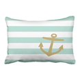 thumbnail image 1 of WinHome Rectangl Throw Pillow Covers Beautiful Mint And Gold Nautical Stripes And Anchor Pillowcases Polyester 20 x 30 Inch With Hidden Zipper Home Sofa Cushion Decorative Pillowcase, 1 of 1