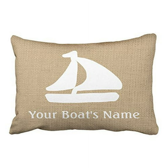 WinHome Rectangl Throw Pillow Covers Burlap Nautical With Sail Boat Customizable Pillowcases Polyester 20 x 30 Inch With Hidden Zipper Home Sofa Cushion Decorative Pillowcase