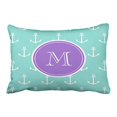 thumbnail image 1 of WinHome Rectangl Throw Pillow Covers Mint Green White Anchors Pattern Purple Monogram Customizable Pillowcases Polyester 20 x 30 Inch With Hidden Zipper Home Sofa Cushion Decorative Pillowcase, 1 of 1